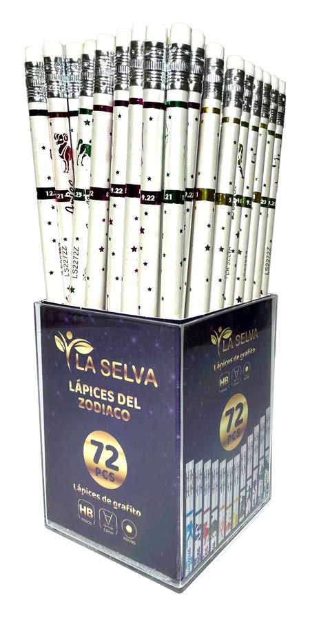 Lapiz negro con diseños de ZODIACO mina 2.2mm La Selva de 72pcs