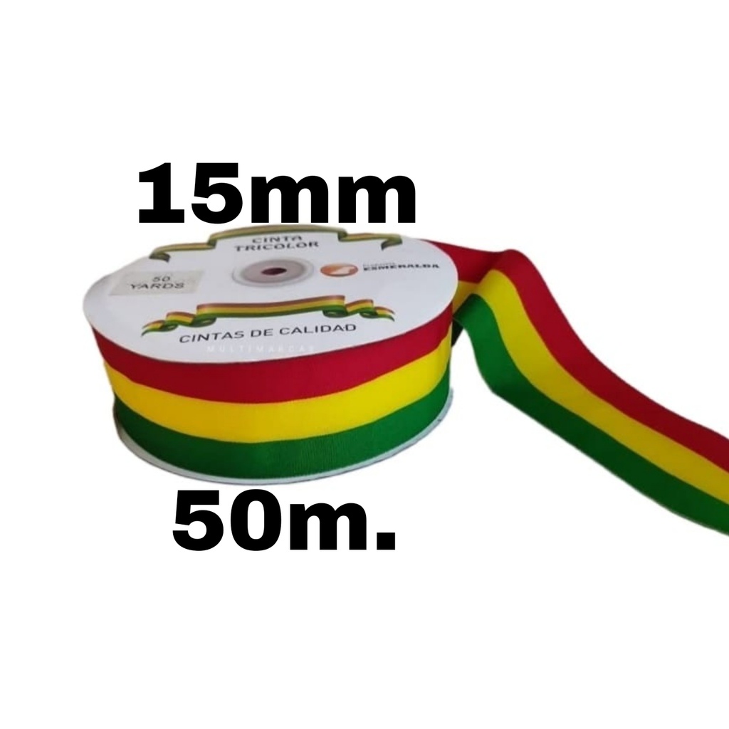 Cinta Tricolor Boliviana en ROLLO 15mmx50m