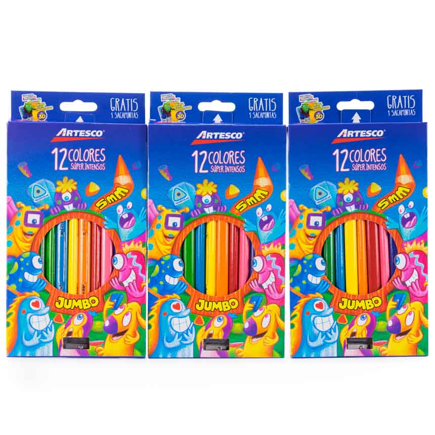 Color largo JUMBO mina de 5mm Artesco 12 Colores