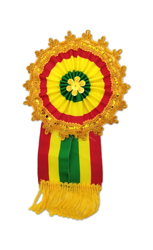 Escarapela Tricolor borde greca dorado diametro 18cm,