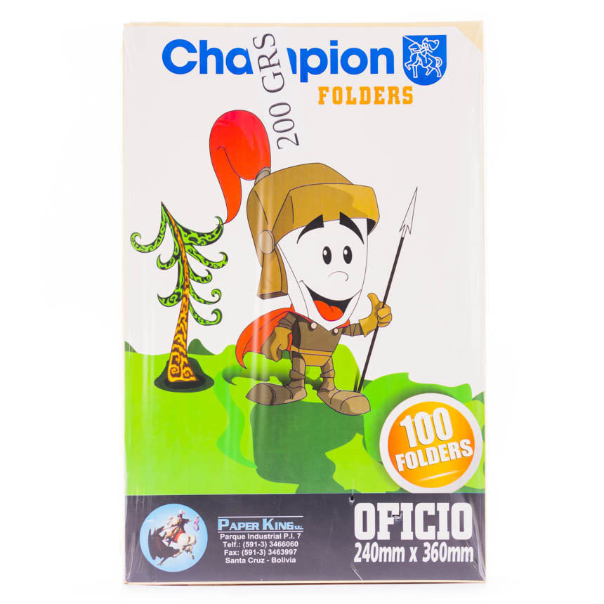 Folder Amarillo Champions Paper King Tamaño (Oficio) 200gr. 100PCS