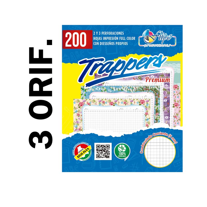 Hojas traper FULL COLOR 200hjs (3Huecos)