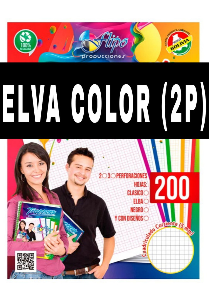 Hojas Traper Flipo de Colores ELBA 200hjs (2P)