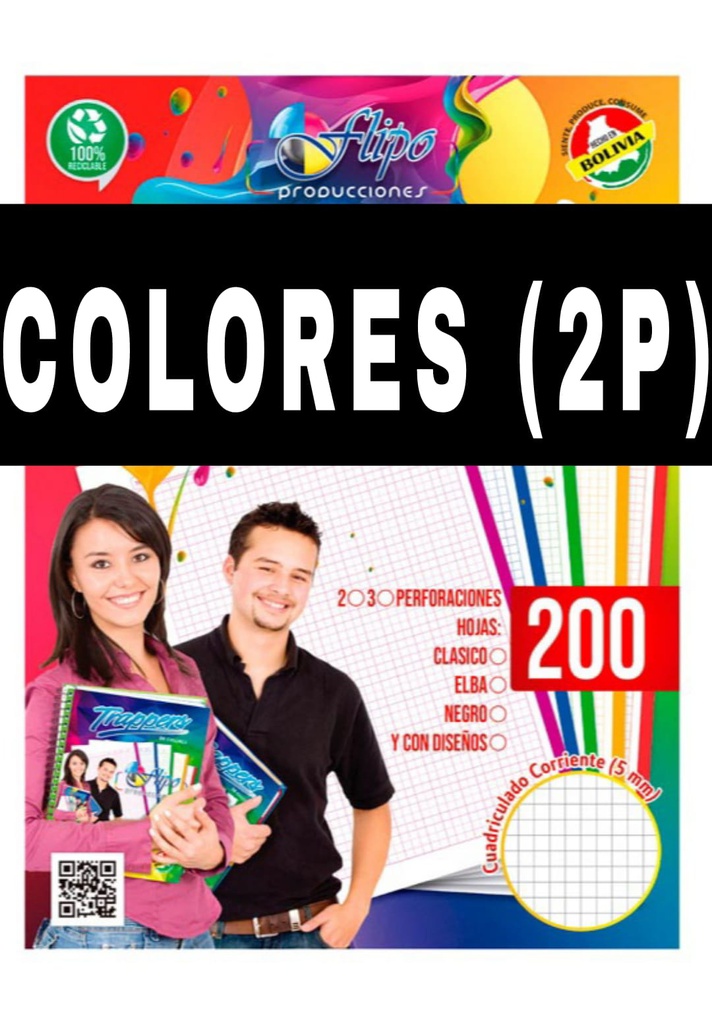 Hojas Traper Normal de COLORES Flipo 200hjs (2P)