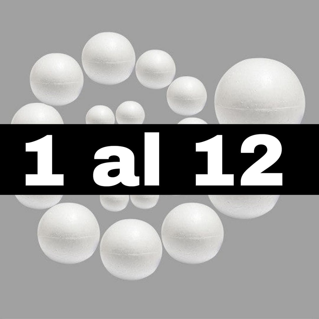 Mostrario de esferas de plastoformo 1-12cm, 12pcs