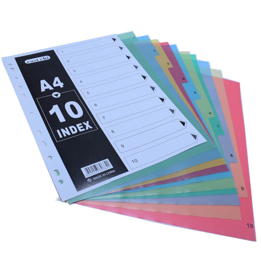 Separador de hojas A4 numerico 1-12 de colores 12pcs