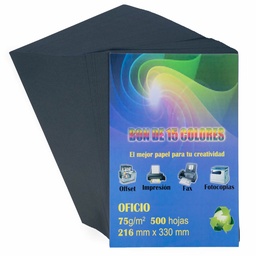 [BCEOLS500H-NE] Papel Bond de Colores ENTEROS OFICIO 500Hjs (Negro)