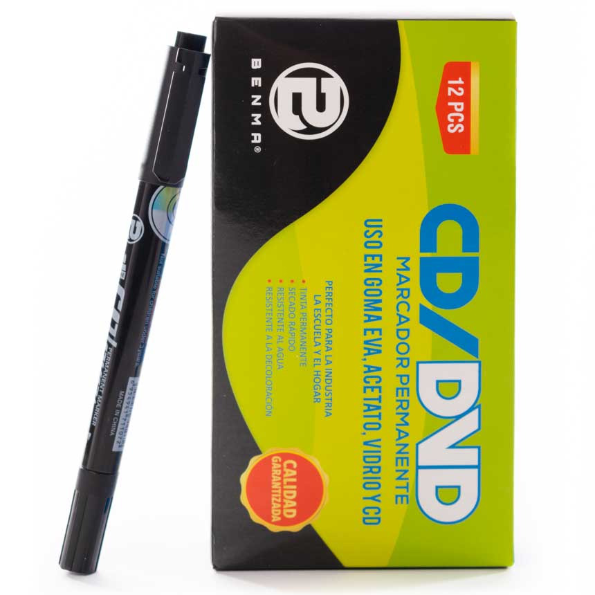 Marcador Indeleble BENMA Doble Punta CD/DVD 12pcs