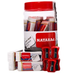 [ERN006] Borradores Blanco y Negro JUMBO Nataraj Frasco de 30PCS + 5 tajadores Nro 17