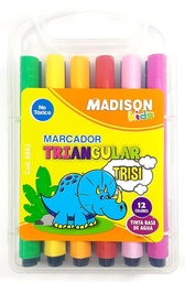 [8862] Marcador Triangular Jumbo Rigido Trisi Madison 12 Colores