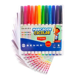 [021-12] Marcador Benma Rigido de 12 Colores